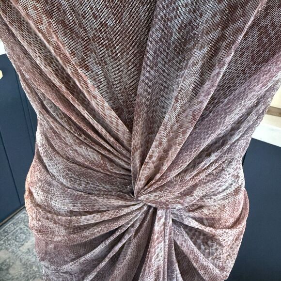 Vtg Tadashi Shoji SZ 8 Front Knot Snakeskin Dress Gown Party Evening Ethereal - Picture 3 of 10